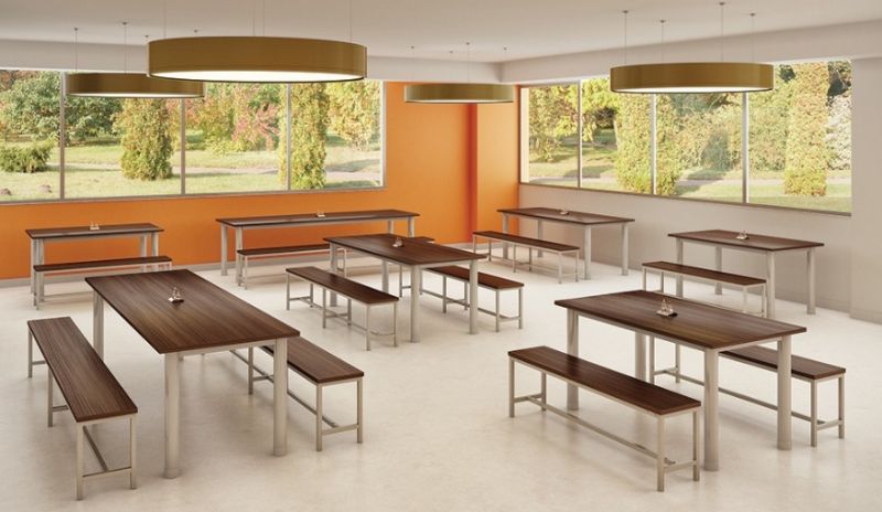 Mesa Refeitório 6 Lugares - Larg. 2,00 m x Prof. 80 cm x Alt.72 cm | Tampo Mdp 25mm Melamínico
