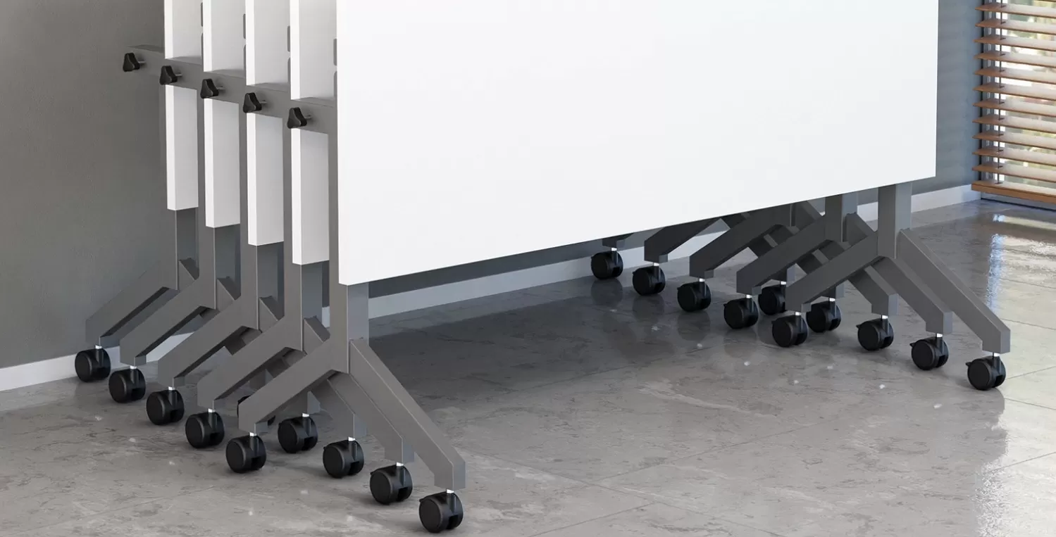 Mesa Escritório e Reunião Rebatível | Larg. 1100 x Prof. 600 x Alt. 750 - Tampo 25mm *com rodízios