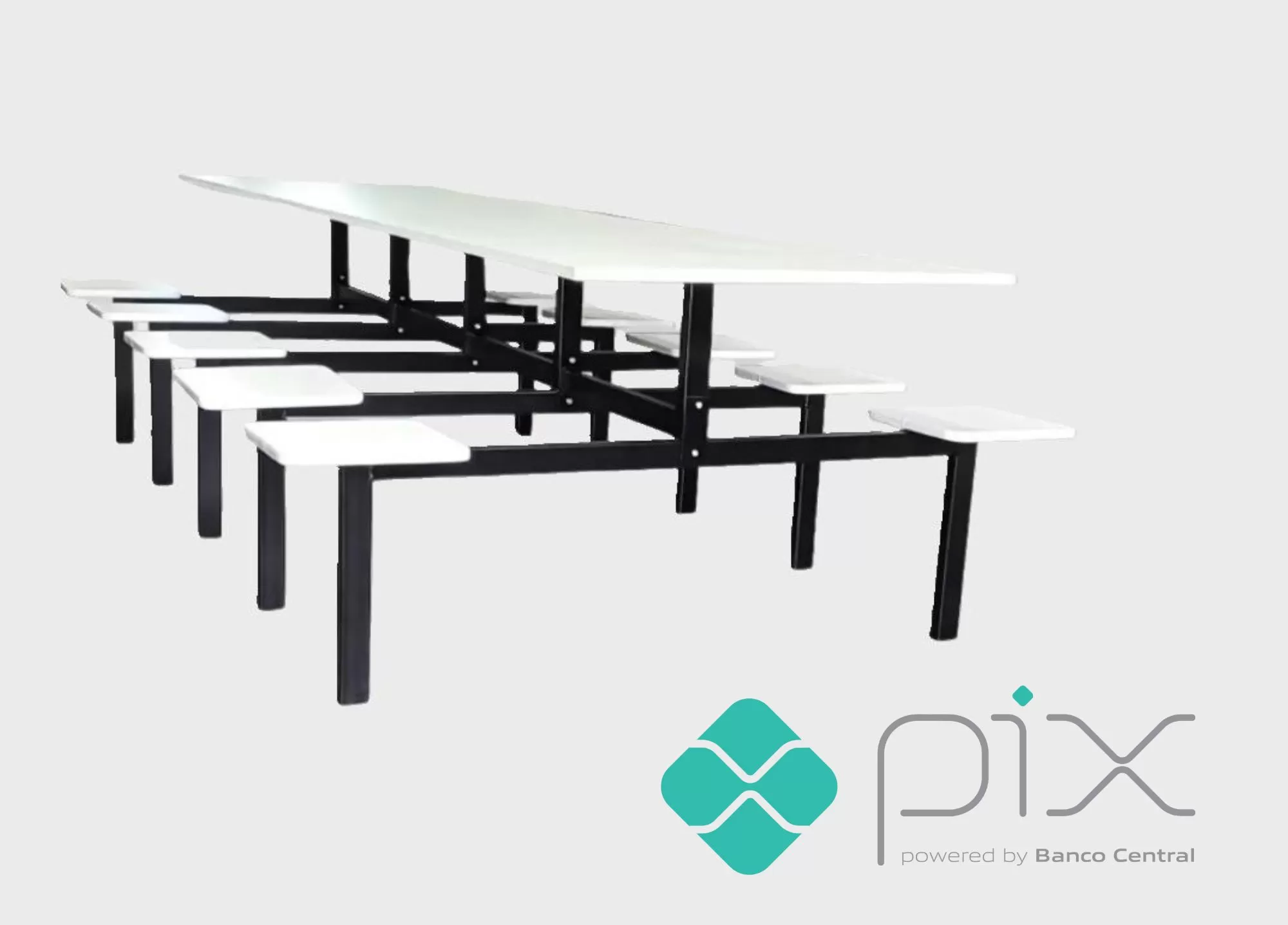 Mesa para Refeitório Industrial 04 Lugares - TAMPO E BANCOS EM MDF 18MM | Barra Alta - PROMOÇÃO VIA PIX!!