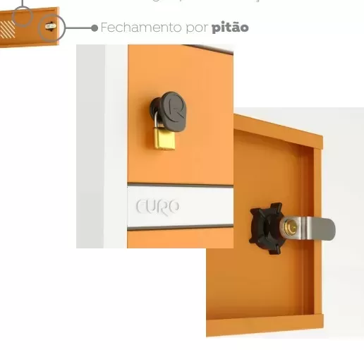 Locker em aço | Porta Celular e Objetos - 20 Portas | Fechadura - Pitão para cadeado, Cores Diversas