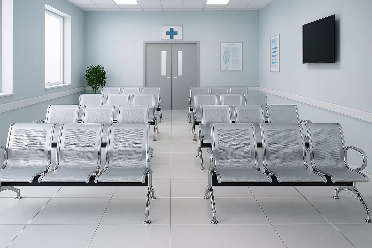 Cadeira Longarina Aeroporto Charm 4 Lugares - Metálica Cromada | sem Estofado