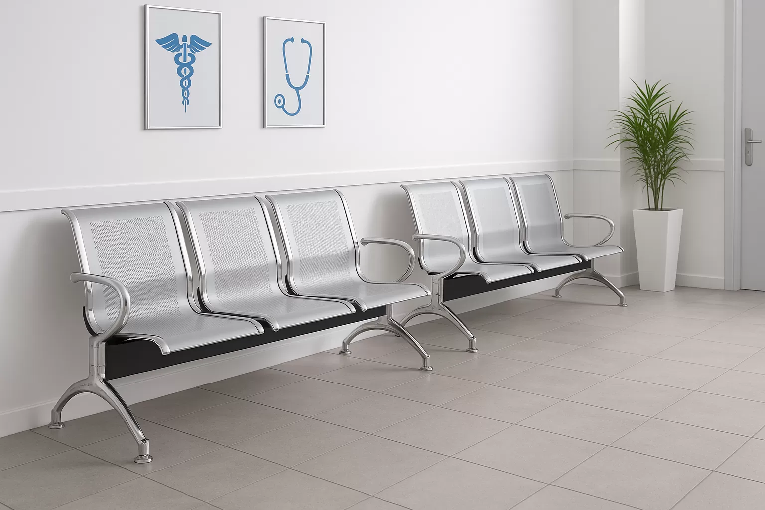 Cadeira Longarina Aeroporto Charm 3 Lugares - Metálica Cromada | sem Estofado