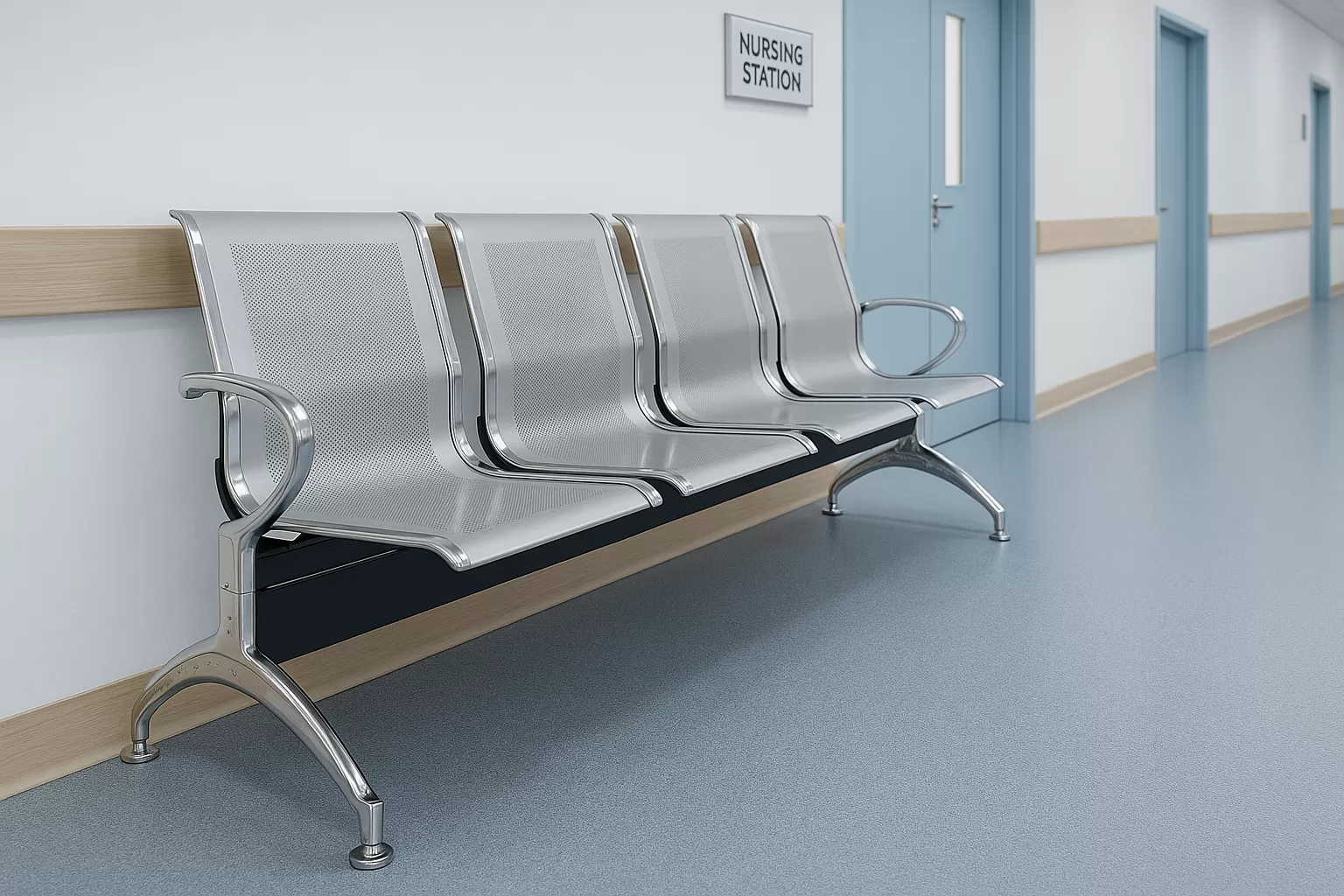 Longarina Aeroporto Charm 4 Lugares - Metálica Cromada | sem Estofado